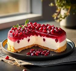 چیزکیک انار رژیمی (بدون شکر، کم کالری، پروتئینی)